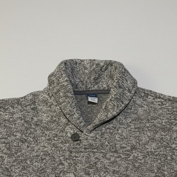🏷️ Old Navy Youth L (10-12) Gray Heathered Shawl Collar Fleece Pullover Sweater - Picture 3 of 8